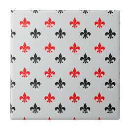 Rood en zwart Fleur de Lis Tegeltje