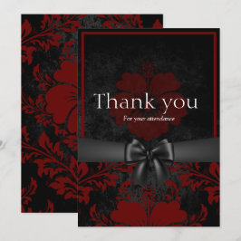 Rood en zwart floral bedankt je kaart