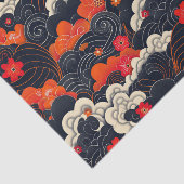 Rood en zwart Floral Oriental Tissuepapier (Detail)