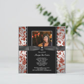 Rood en Zwart Foto Afstudeer Aankondiging (Staand voorkant)