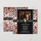 Rood en Zwart Foto Afstuderen Aankondiging (Voorkant / Achterkant)