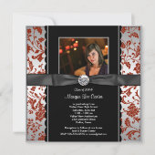 Rood en Zwart Foto Afstuderen Aankondiging (Voorkant)