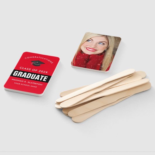 Rood en zwart foto Afstuderen Handje Fan Handwaaier (Niet-gemonteerd)