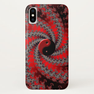 Rood en zwart Fractal Yin-Yang iPhone Case