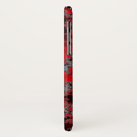 Rood en zwart Fractal Yin-Yang iPhone Case (Achterkant/links)