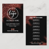 Rood en zwart fragment uit de lijst met windvlagen visitekaartje (Voorkant / Achterkant)