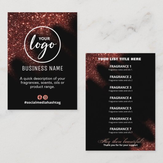 Rood en zwart fragment uit de lijst met windvlagen visitekaartje (Voorkant / Achterkant)