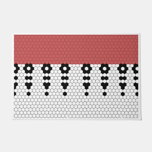 Rood en zwart Fringe Tegel Design Deurmat (Voorkant)