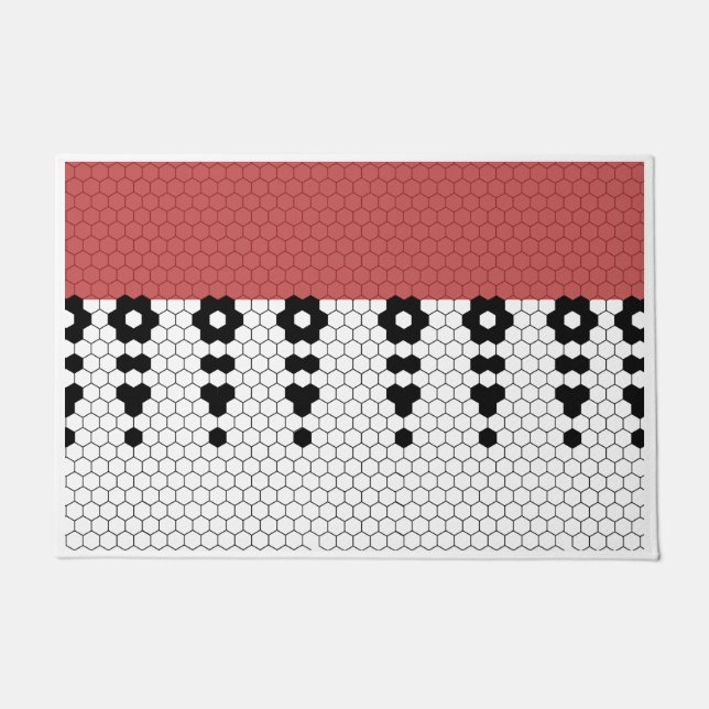 Rood en zwart Fringe Tegel Design Deurmat (Voorkant)