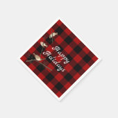 Rood en zwart gebak kerstmis met vogels servet (Hoek)