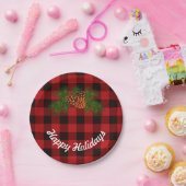 Rood en zwart geblazen - pijnappels papieren bordje (Feest)