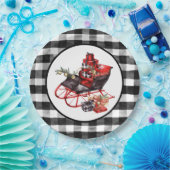 Rood en zwart gebuffellazen en verpakkingsgrootten papieren bordje (Feest)