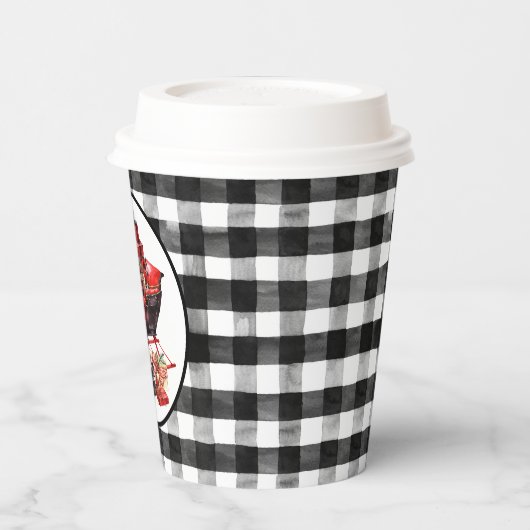 Rood en zwart gebuffellazen en verpakkingsmateriaa papieren bekers (Links)