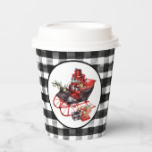 Rood en zwart gebuffellazen en verpakkingsmateriaa papieren bekers (Voorkant)