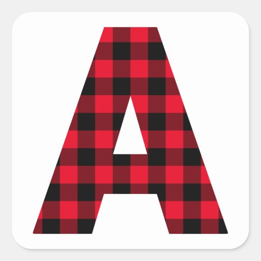 Rood en zwart gebundeld cheque A-monogram Vierkante Sticker (Voorkant)