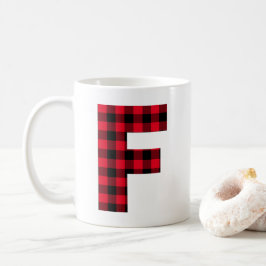 Rood en zwart gebundeld gebundeld F-monogram Koffiemok