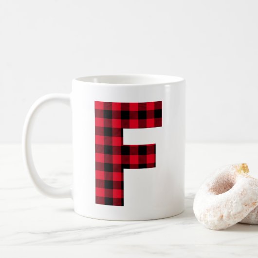 Rood en zwart gebundeld gebundeld F-monogram Koffiemok (Met donut)
