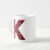Rood en zwart gebundeld gebundeld K Monogram Koffiemok (Voorkant links)