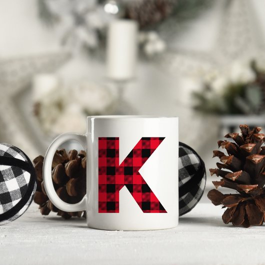 Rood en zwart gebundeld gebundeld K Monogram Koffiemok