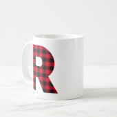 Rood en zwart gebundeld gebundeld R-monogram Koffiemok (Voorkant links)
