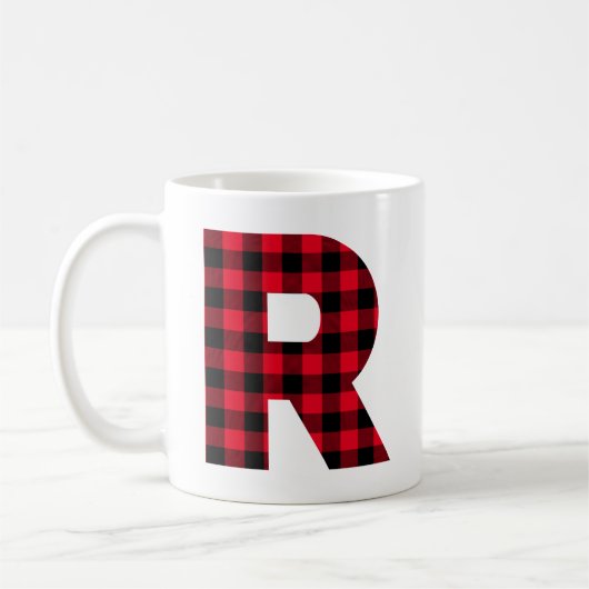 Rood en zwart gebundeld gebundeld R-monogram Koffiemok (Links)