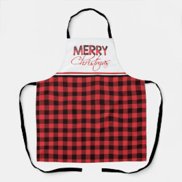 Rood en zwart gebundeld kerstgeschut schort