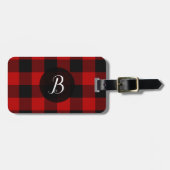 Rood en zwart gebundeld vierkant bagagelabel (Voorkant horizontaal)