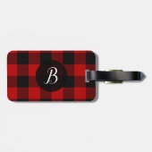 Rood en zwart gebundeld vierkant bagagelabel (Achterkant horizontaal)