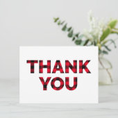 Rood en zwart gebundelde tekst bedankkaart (Staand voorkant)