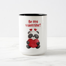 Rood en Zwart Geïllustreerde Valentijnsdag Tweekleurige Koffiemok