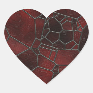 Rood en Zwart Gekleurde Swirly Mosaic Art Hart Sticker