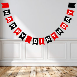 Rood en Zwart Gelukkig Verjaardag Vlaggetjes