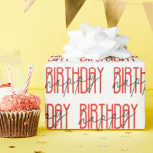 Rood en Zwart Gelukkige Verjaardag Cadeaupapier