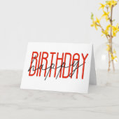 Rood en Zwart Gelukkige Verjaardag Kaart (Gele Bloem)