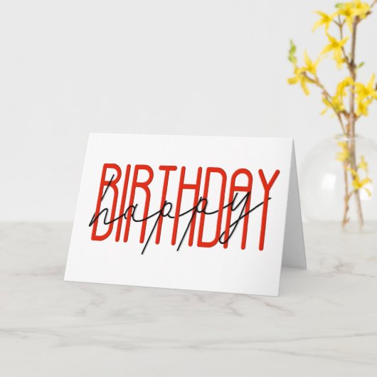 Rood en Zwart Gelukkige Verjaardag Kaart (Gele Bloem)