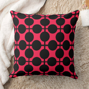 Rood en zwart geometrisch geruit en polka dot pa kussen