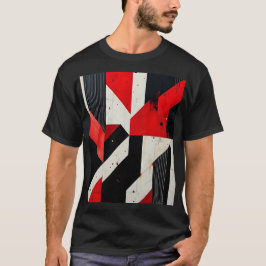 Rood en zwart geometrisch ontwerp  t-shirt