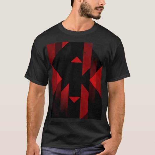 Rood en zwart geometrisch ontwerp t-shirt (Voorkant)