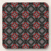 Rood en zwart geometrisch patroon bier onderzetter (Voorkant)