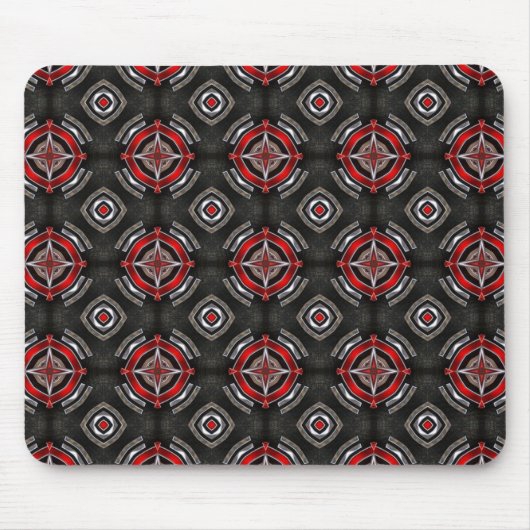 Rood en zwart geometrisch patroon muismat (Voorkant)