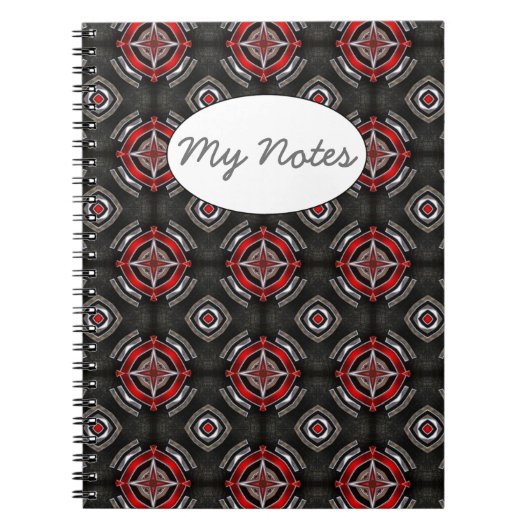 Rood en zwart geometrisch patroon notitieboek (Voorkant)