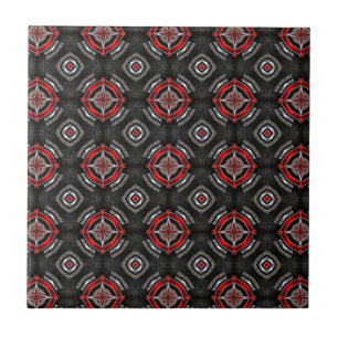 Rood en zwart geometrisch patroon tegeltje