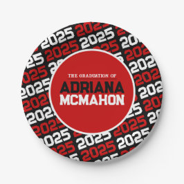 Rood en zwart gepersonaliseerd Afstuderen Papieren Bordje