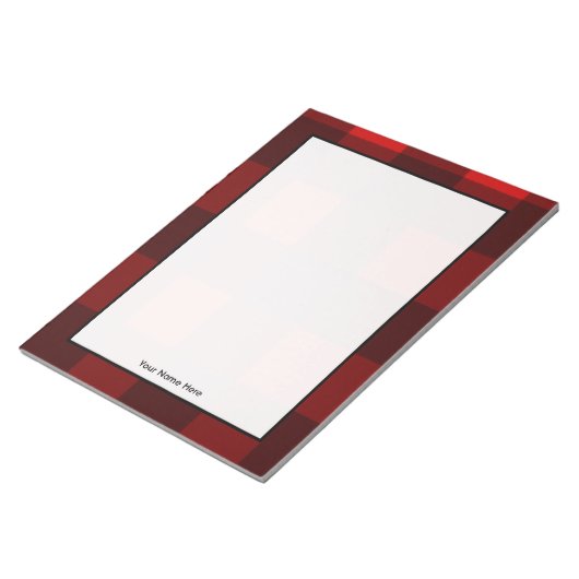 Rood en zwart, gepersonaliseerd Notitieblok (Schuin)