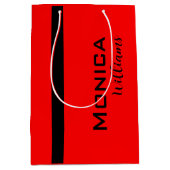 Rood en Zwart Gepersonaliseerde Moderne Stijlvolle Medium Cadeauzakje (Voorkant)