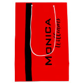 Rood en Zwart Gepersonaliseerde Moderne Stijlvolle Medium Cadeauzakje (Achterkant)
