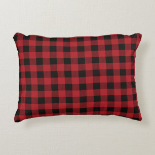Rood en zwart geplakt Buffalo Check Pattern Accent Kussen