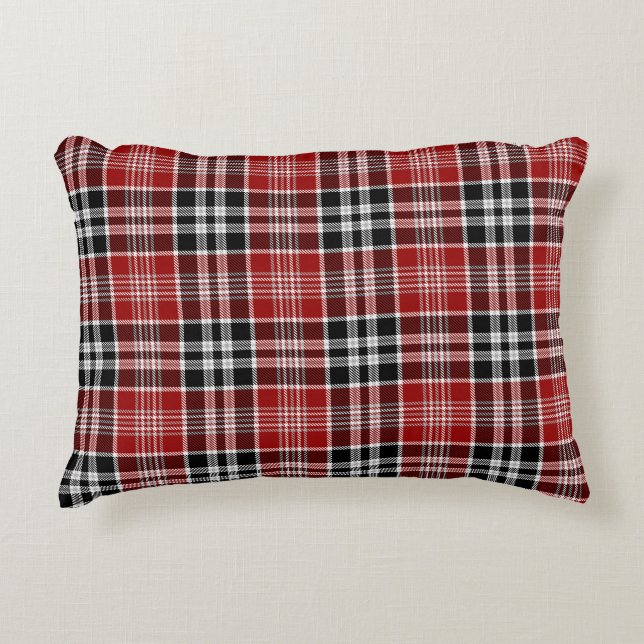 Rood en zwart geplakt Buffalo Check Pattern Accent Kussen (Voorkant)