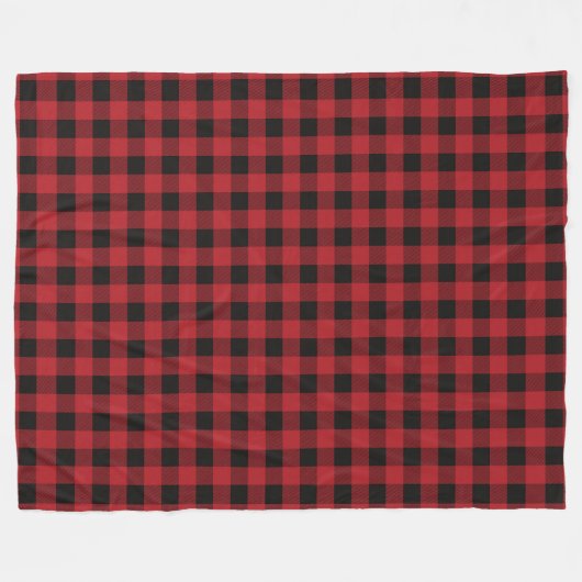 Rood en zwart geplakt Buffalo Check Pattern Fleece Deken (Voorkant (Horizontaal))