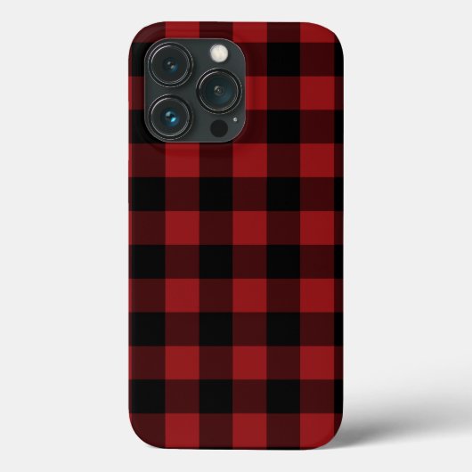 Rood en zwart geplakt Check iPhone Case (Achterkant)